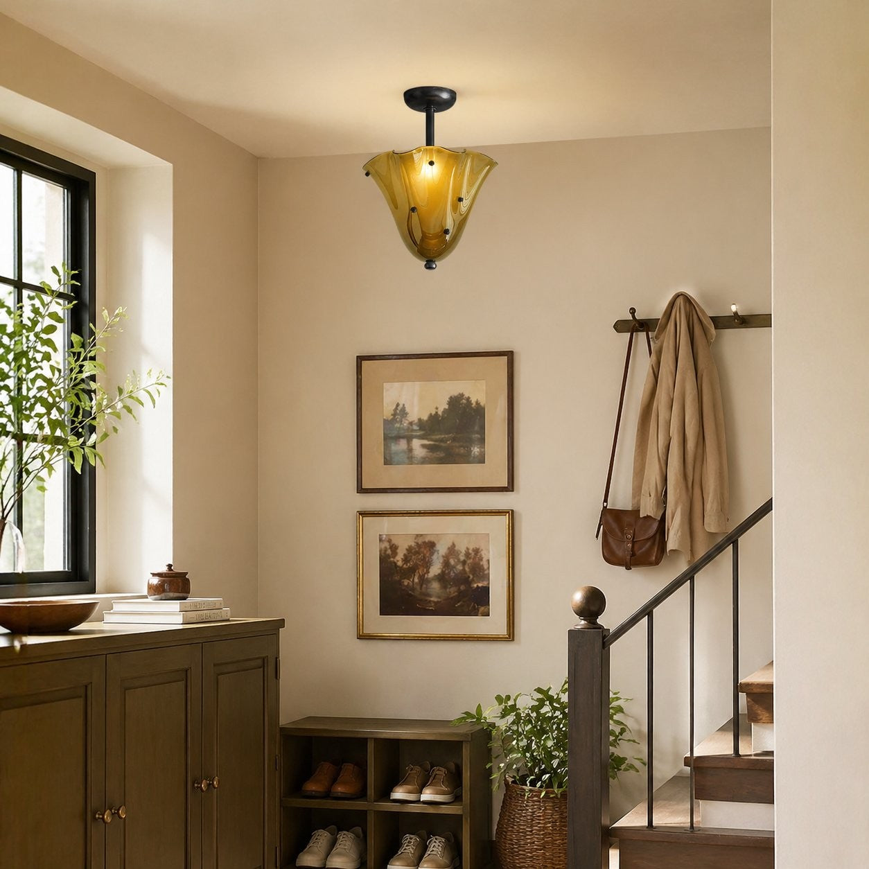 Catalina Contemporary Colored Glass Petal Fazzo Ceiling Light