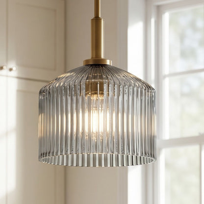 Hesper Farmhouse Ribbed Glass Pendant Light