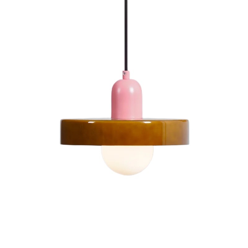 Xanadu Bauhaus Stained Glass Disc Pendant Light