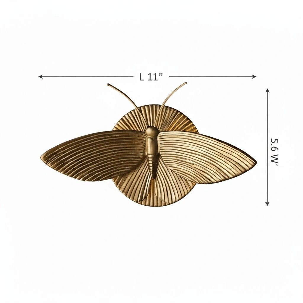 Horace Art Deco Golden Resin Moth Wall Sconce