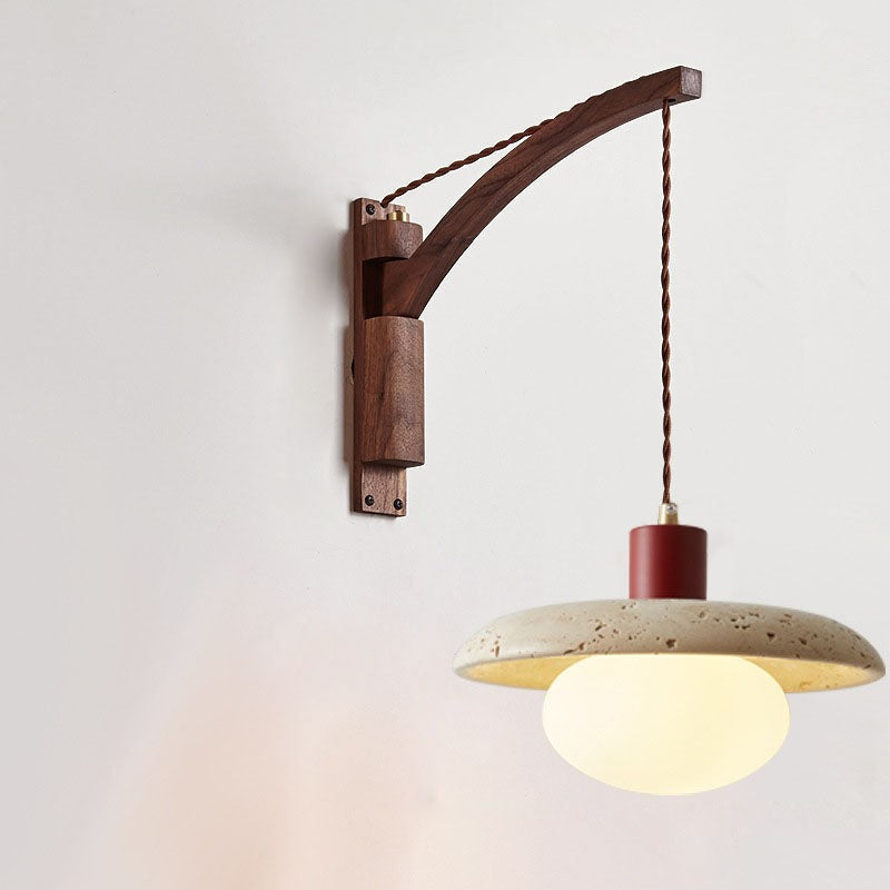 Josiah Modern Solid Wood Travertine Wall Lamp