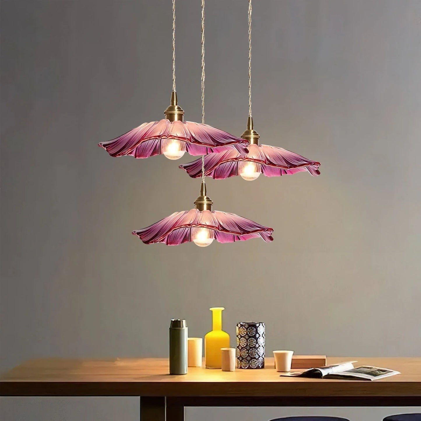 Callista Retro Lotus Creative Glass Pendant Light