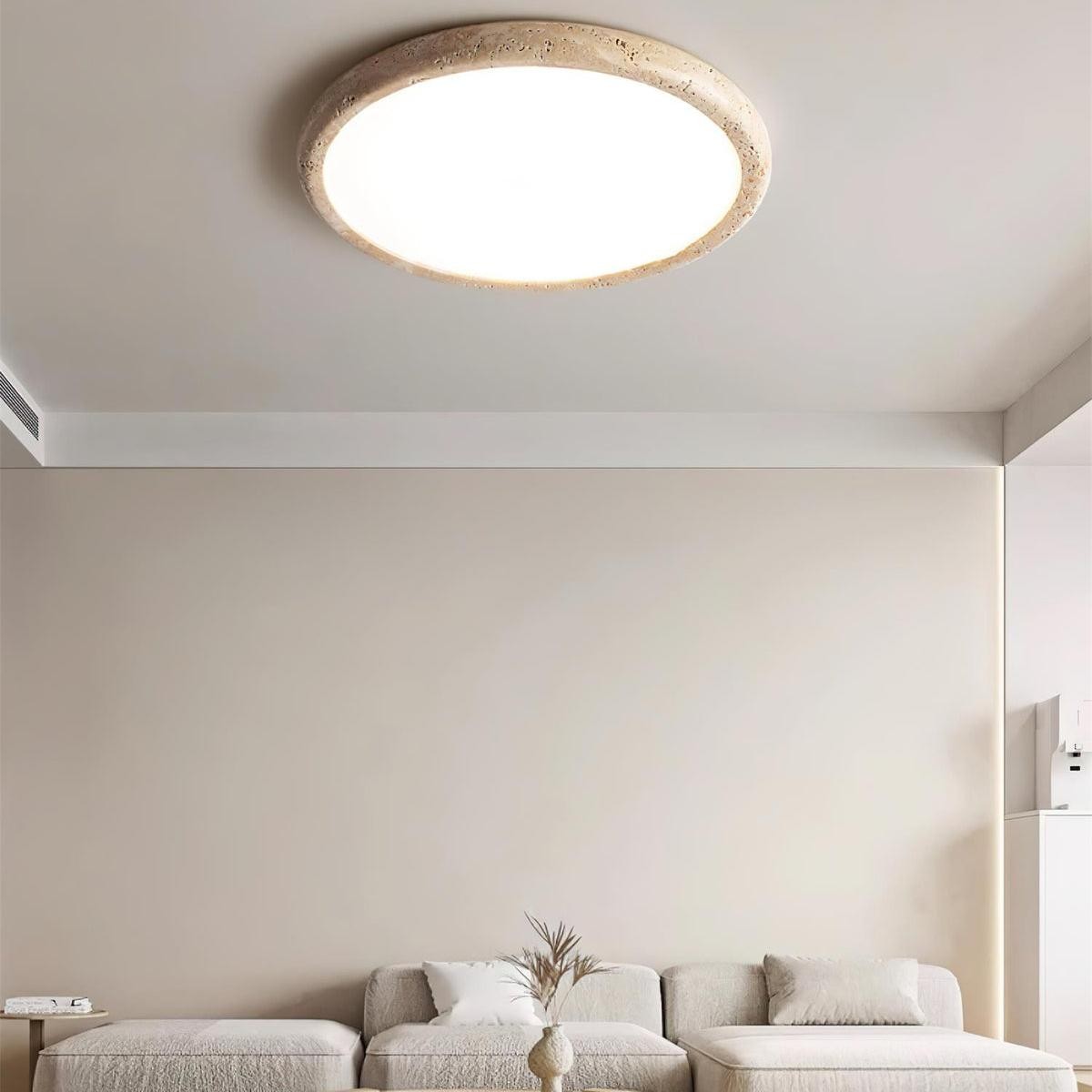 Tatum Modern Travertine Disc LED Ceiling Light