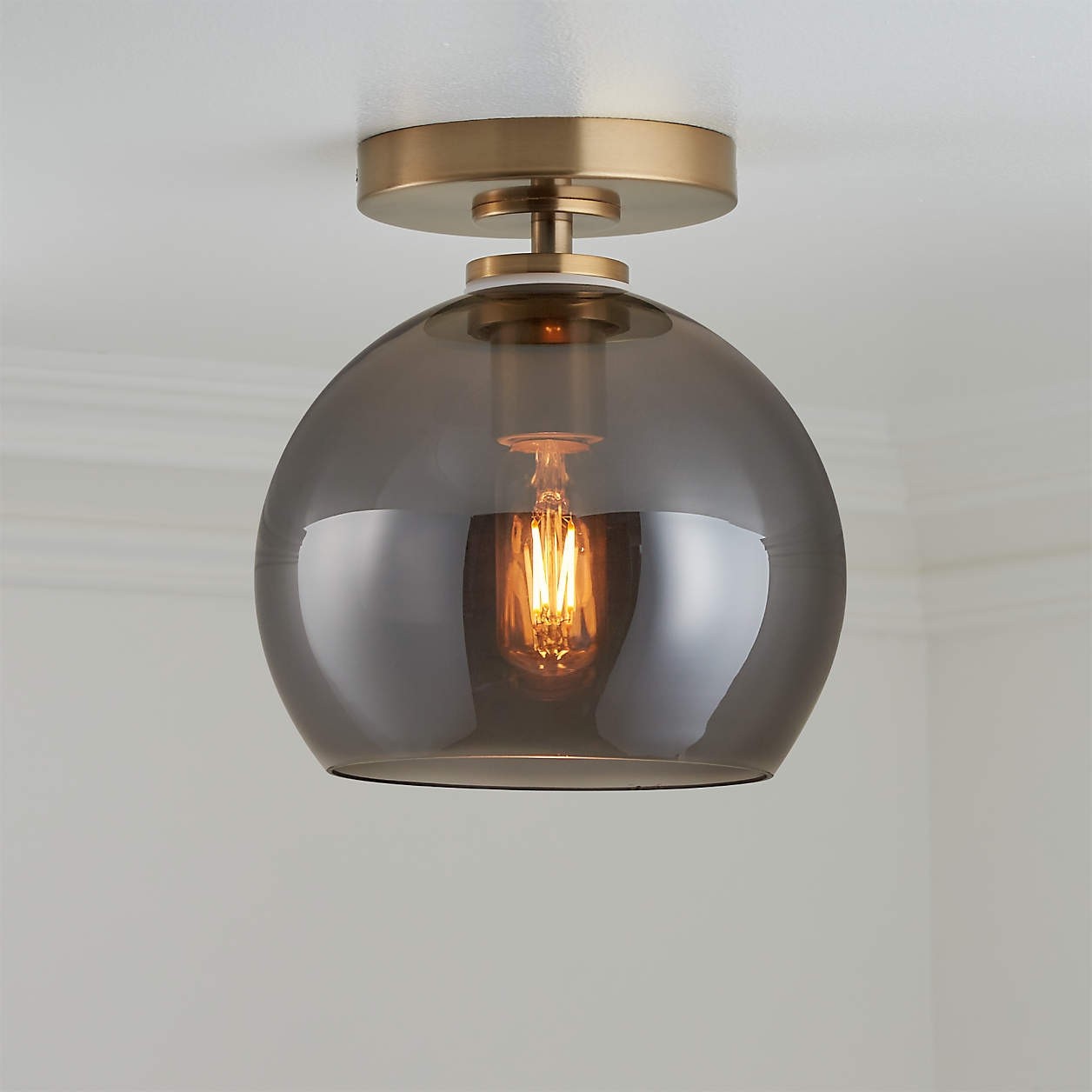 Pawson Minimalist Round Glass Brass Flush Mount Ceiling Light