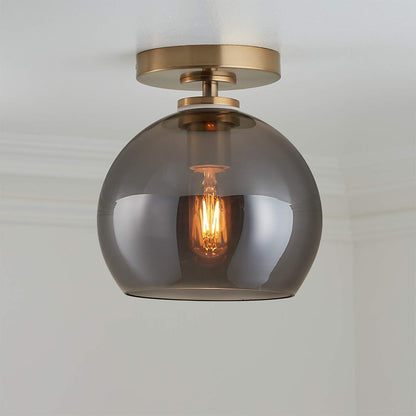 Pawson Minimalist Round Glass Brass Flush Mount Ceiling Light