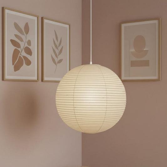 Sorell Minimalist Ribbed Paper Globe Pendant Light