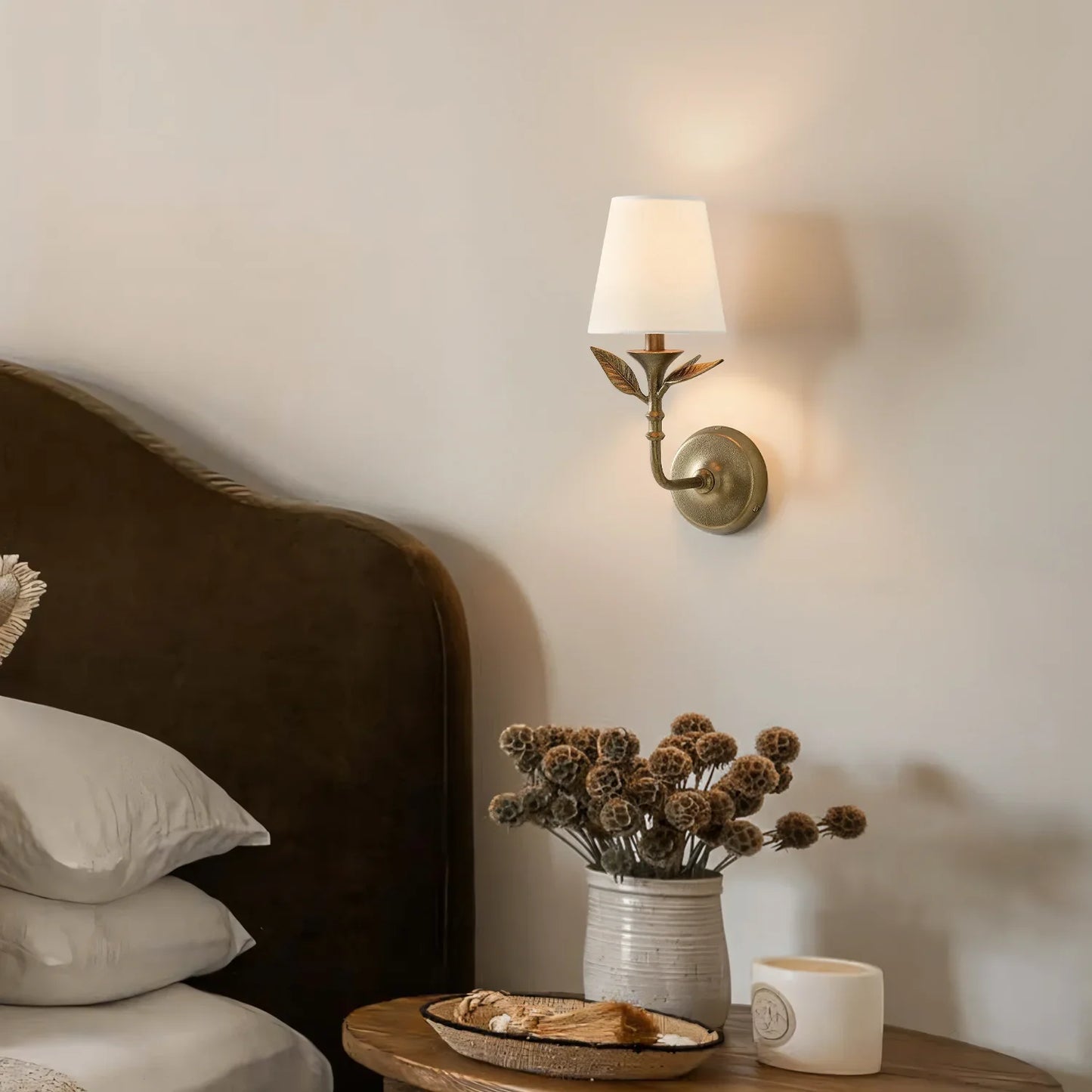 Thalen Rustic Botanical Forged Iron Wall Sconce