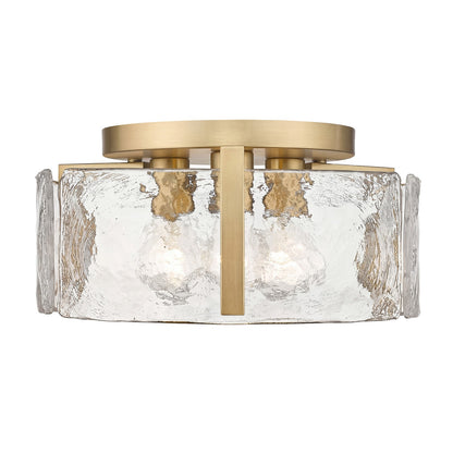 Ozu Modern Water Ripple Glass Drum Flush Mount Light