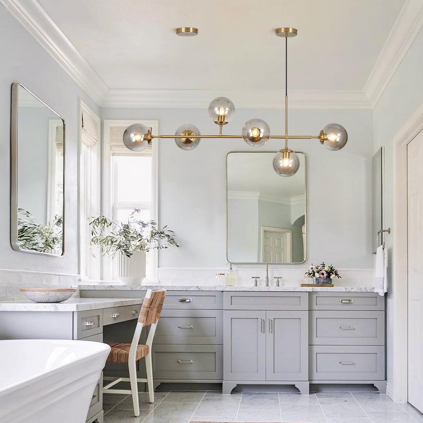 Celestina 6 Light Linear Glass Orb Pendant Light