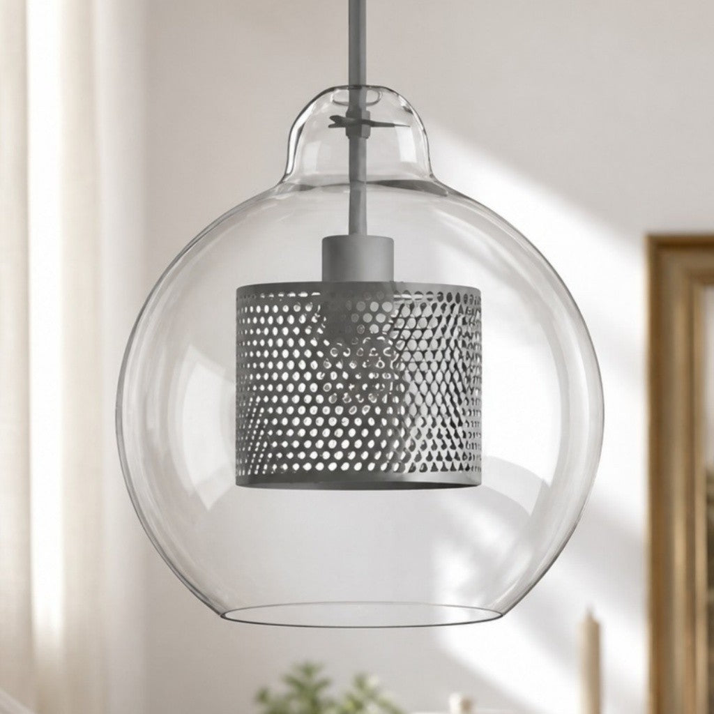 Linc Contemporary Globe Clear Glass Metal Pendant Light
