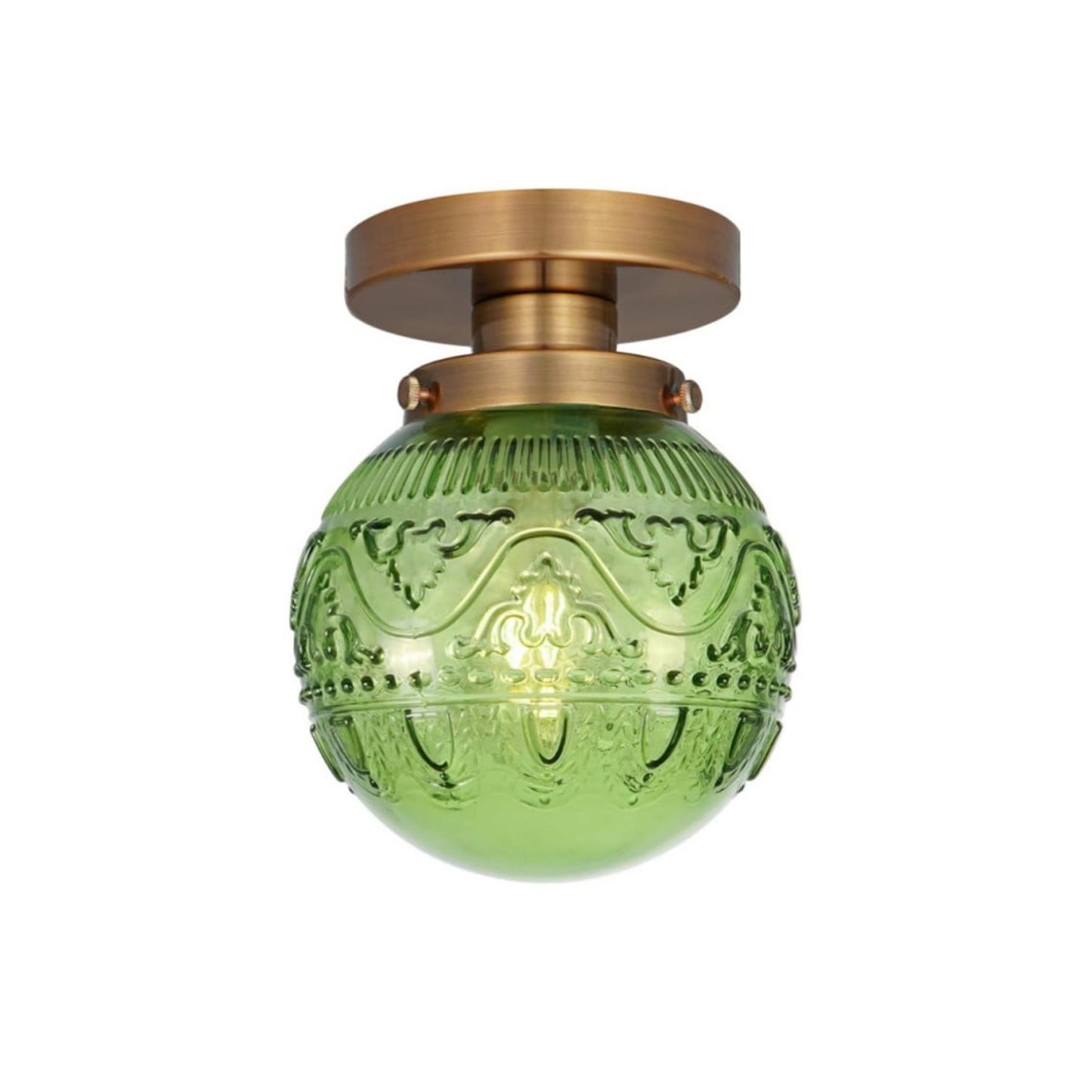 Ixionis Vintage Engraved Pattern Globe Glass Flush Mount Ceiling Light