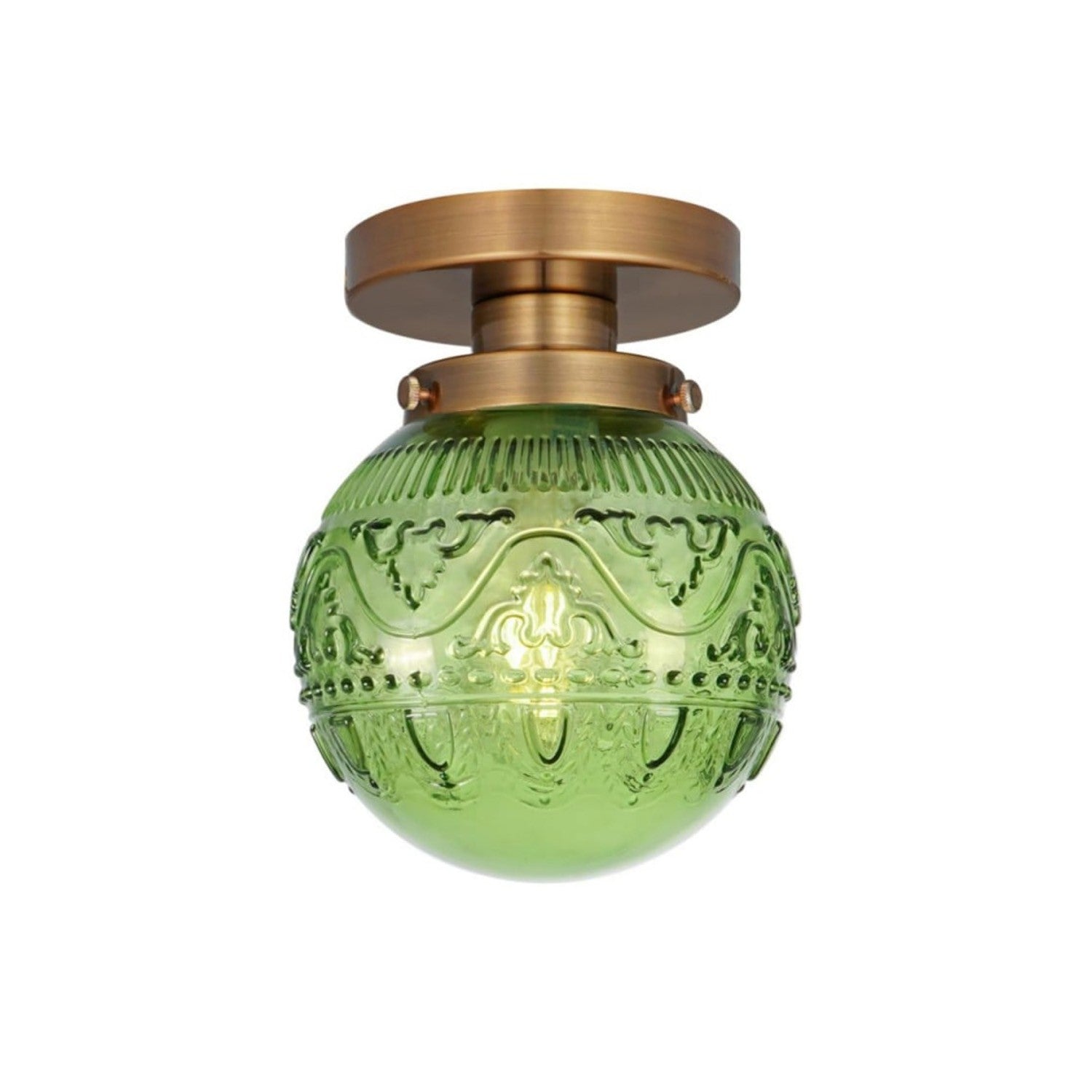Ixionis Vintage Engraved Pattern Globe Glass Flush Mount Ceiling Light