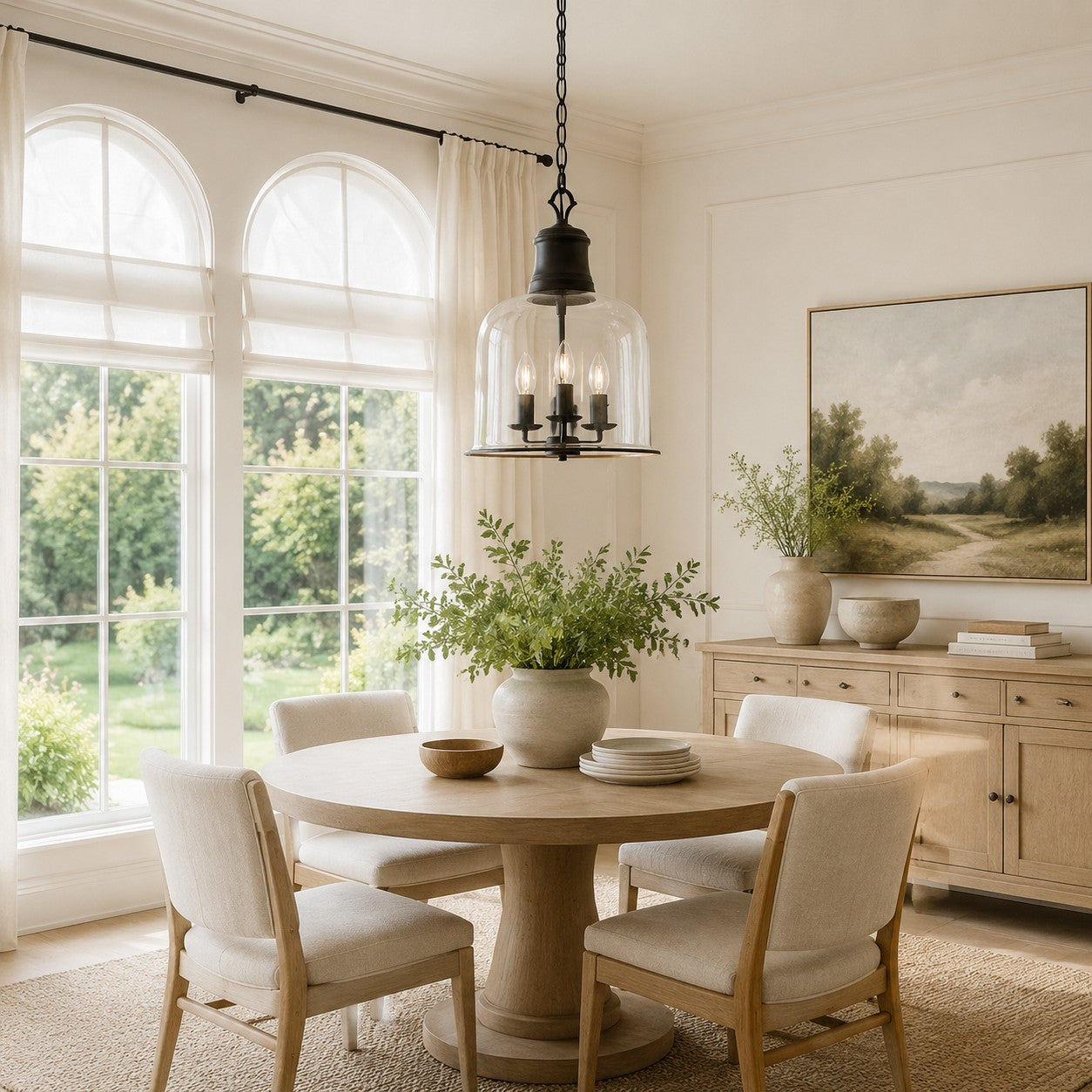 Sander Farmhouse Vintage Bell Clear Glass Pendant Light
