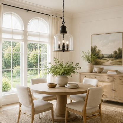 Sander Farmhouse Vintage Bell Clear Glass Pendant Light