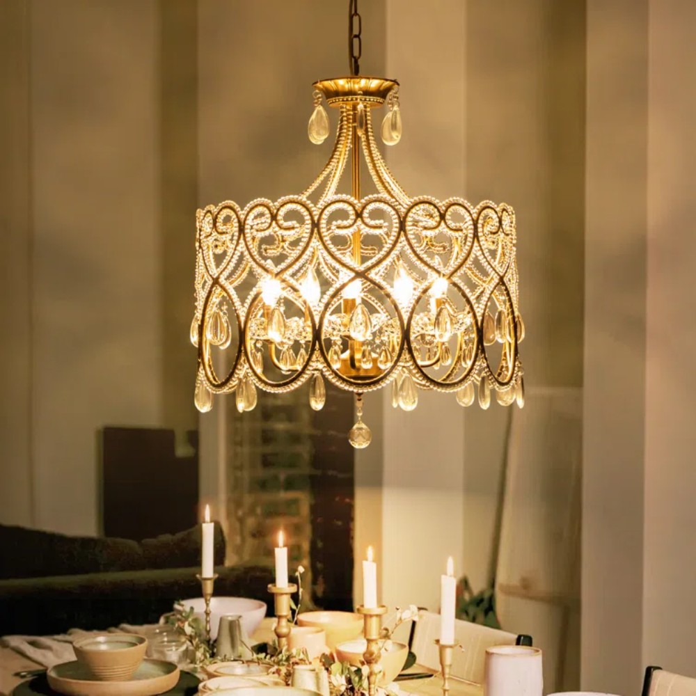 Neve Luxury French Antique Crystal Drum Chandelier