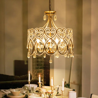 Neve Luxury French Antique Crystal Drum Chandelier