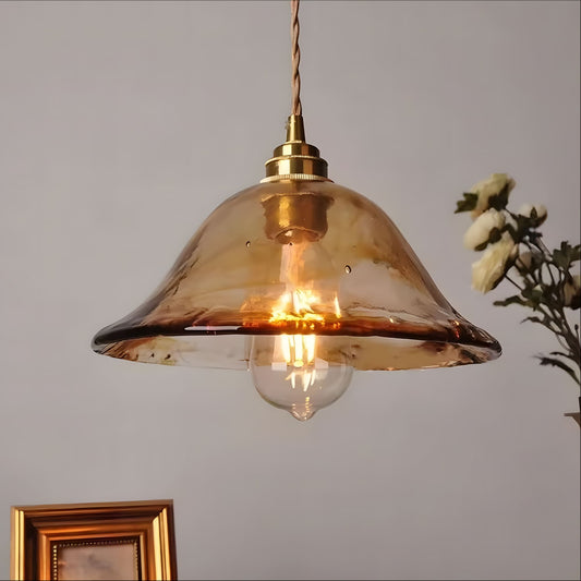 Nyxalis Vintage Brass Glass Pendant Light