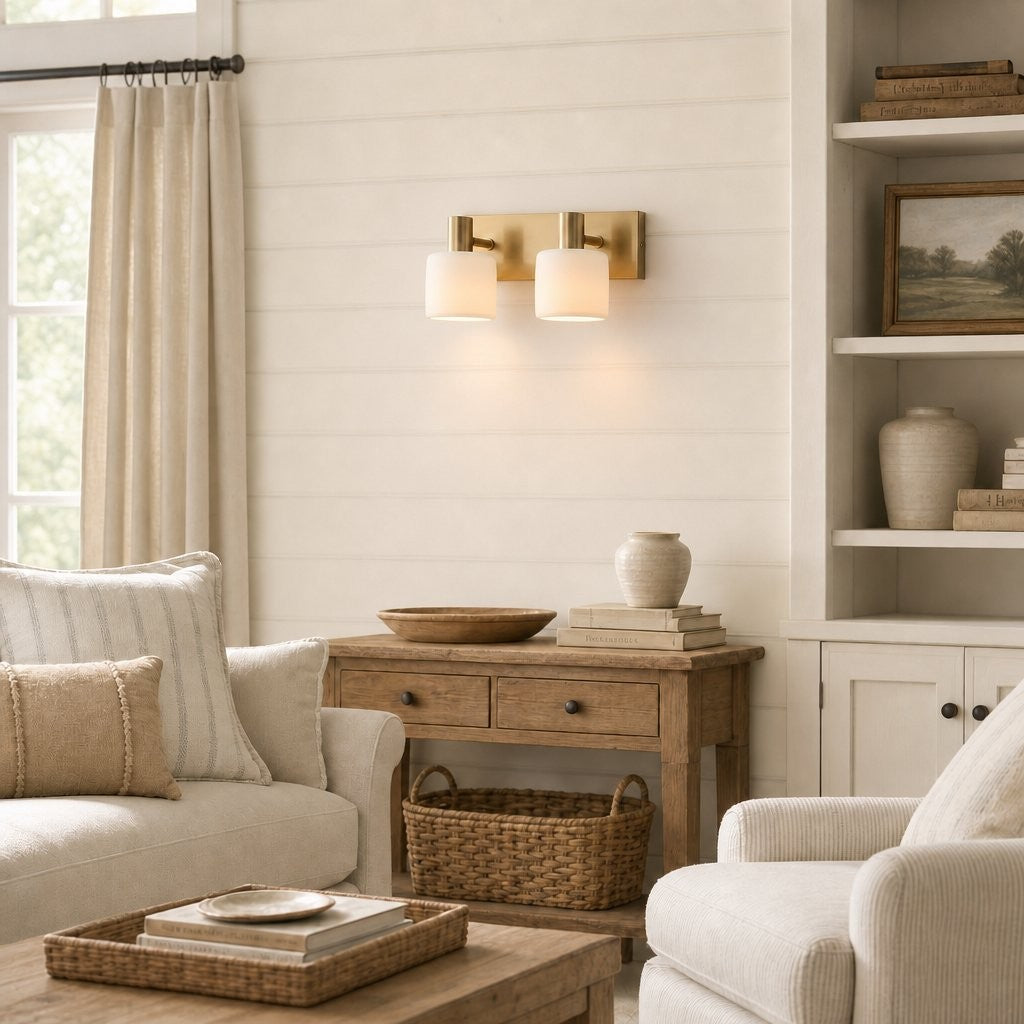 Aura Modern Brass Cylinder Porcelain Wall Sconce