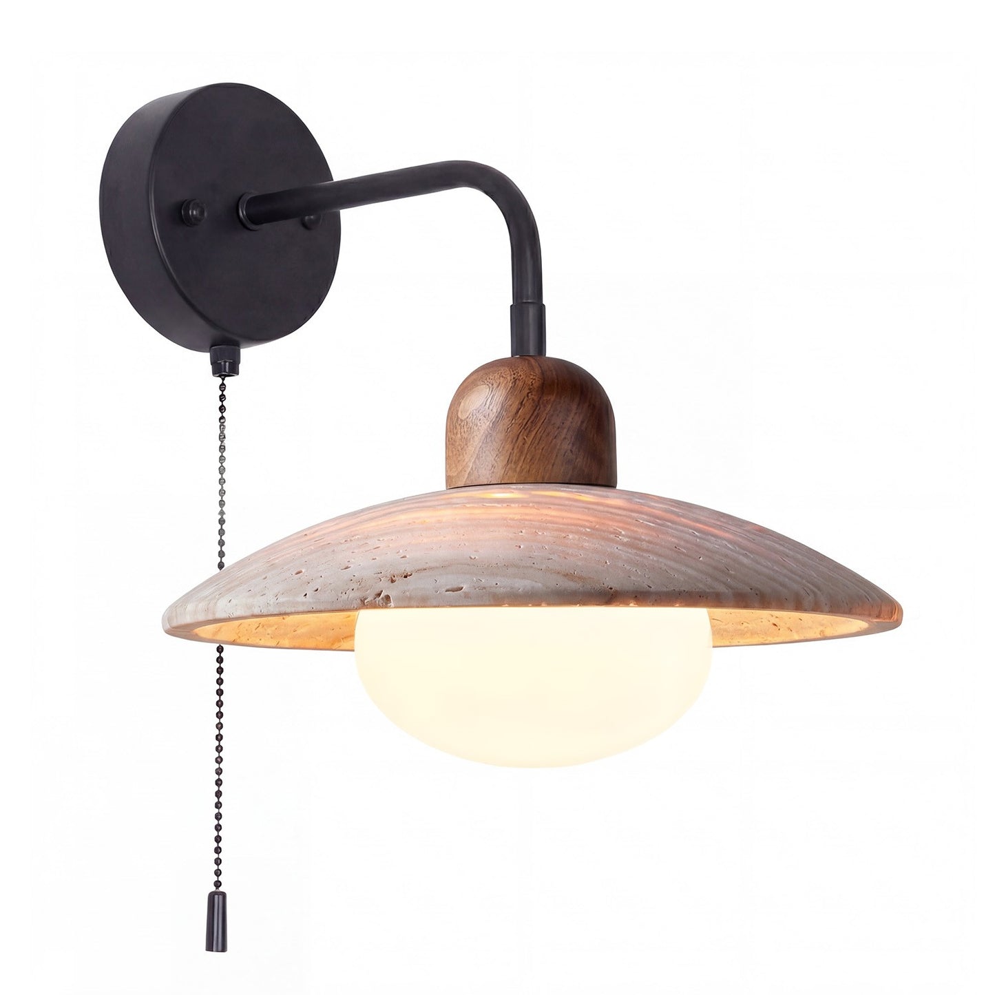 Habakkuk Farmhouse Disc Travertine Wall Sconce