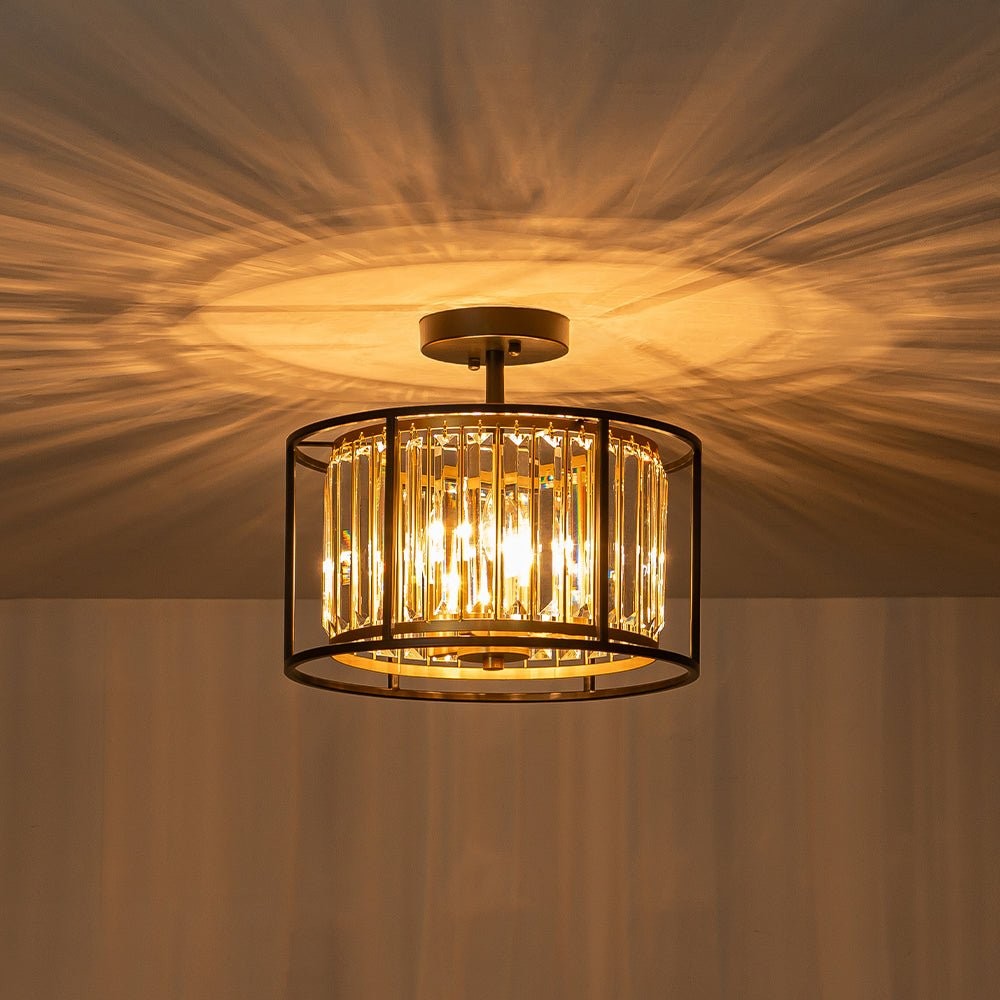 Eileyn Crystal Drum Semi Flush Mount Ceiling Light