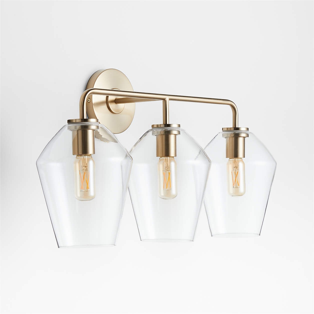 Konig Minimalist 3-Light Brass Glass Wall Light