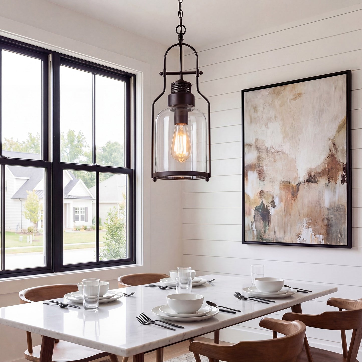 Eryxis Industrial Vintage Iron Glass Jar Pendant Light