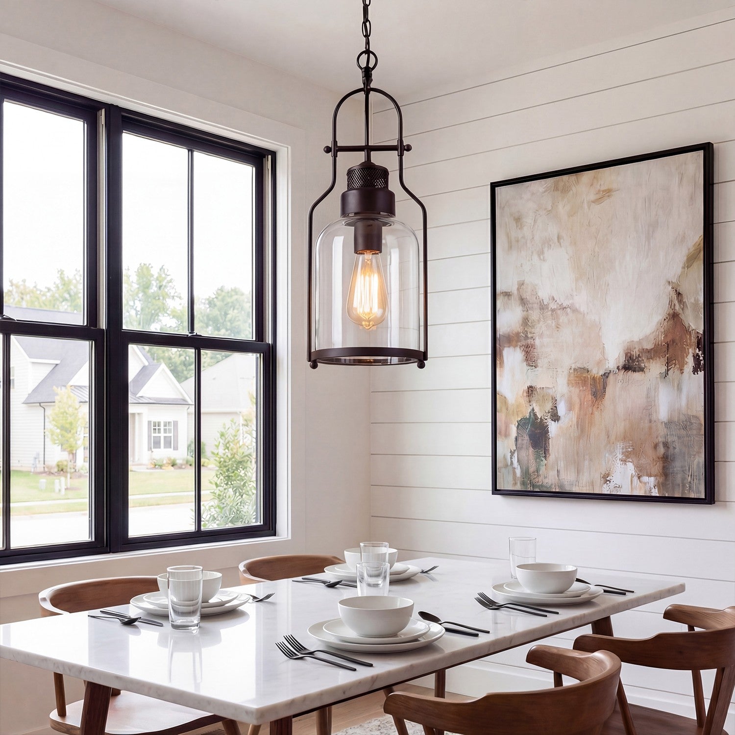 Eryxis Industrial Vintage Iron Glass Jar Pendant Light