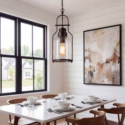 Eryxis Industrial Vintage Iron Glass Jar Pendant Light