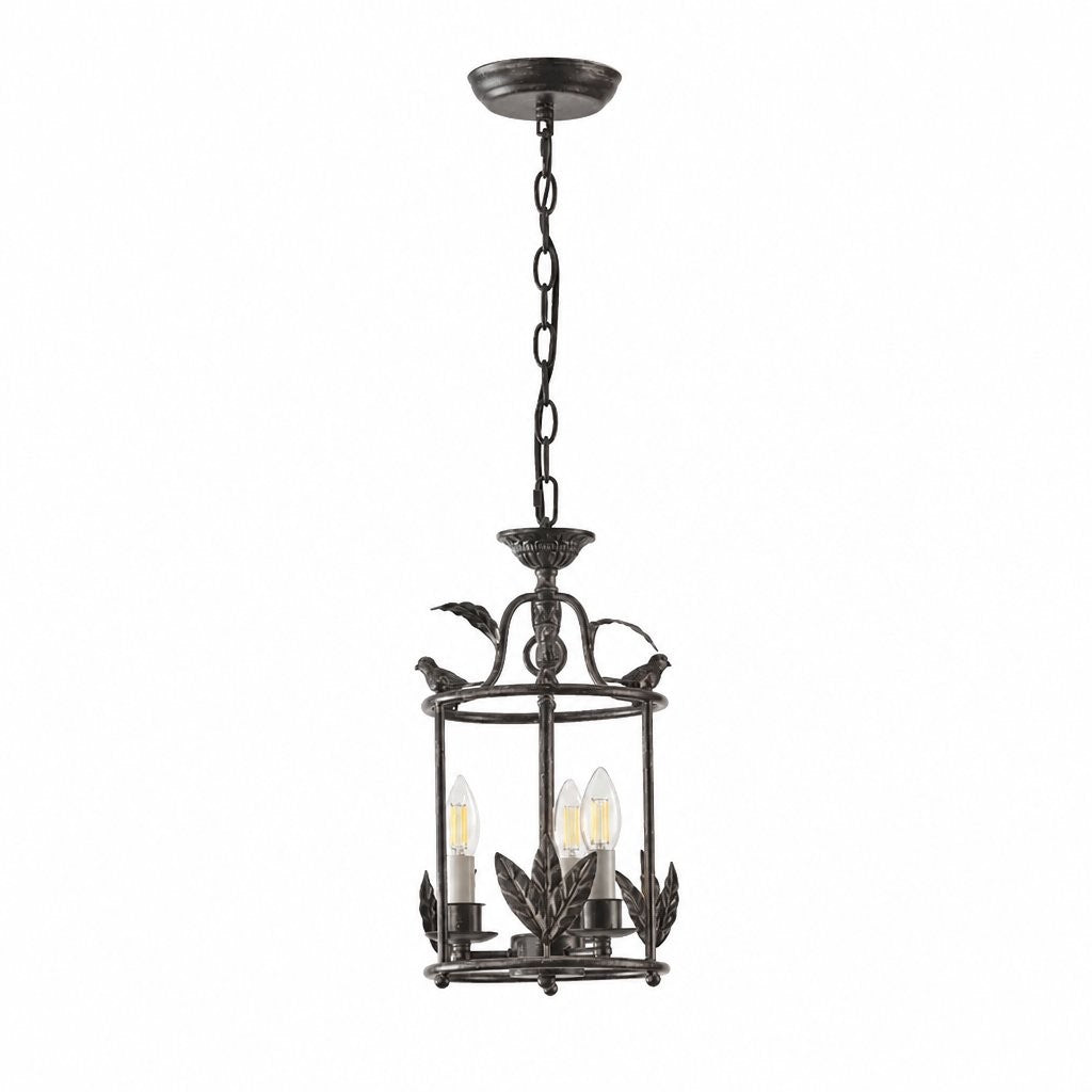 Bailee Vintage Decorative Leaf 3-Light Metal Lantern Pendant Light