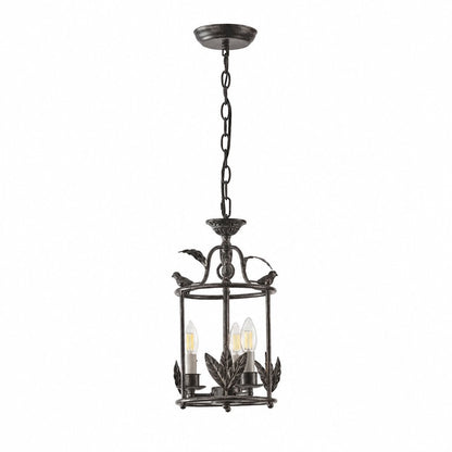 Bailee Vintage Decorative Leaf 3-Light Metal Lantern Pendant Light