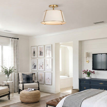 Hesperia Fabric Drum Shade Semi Flush Mount