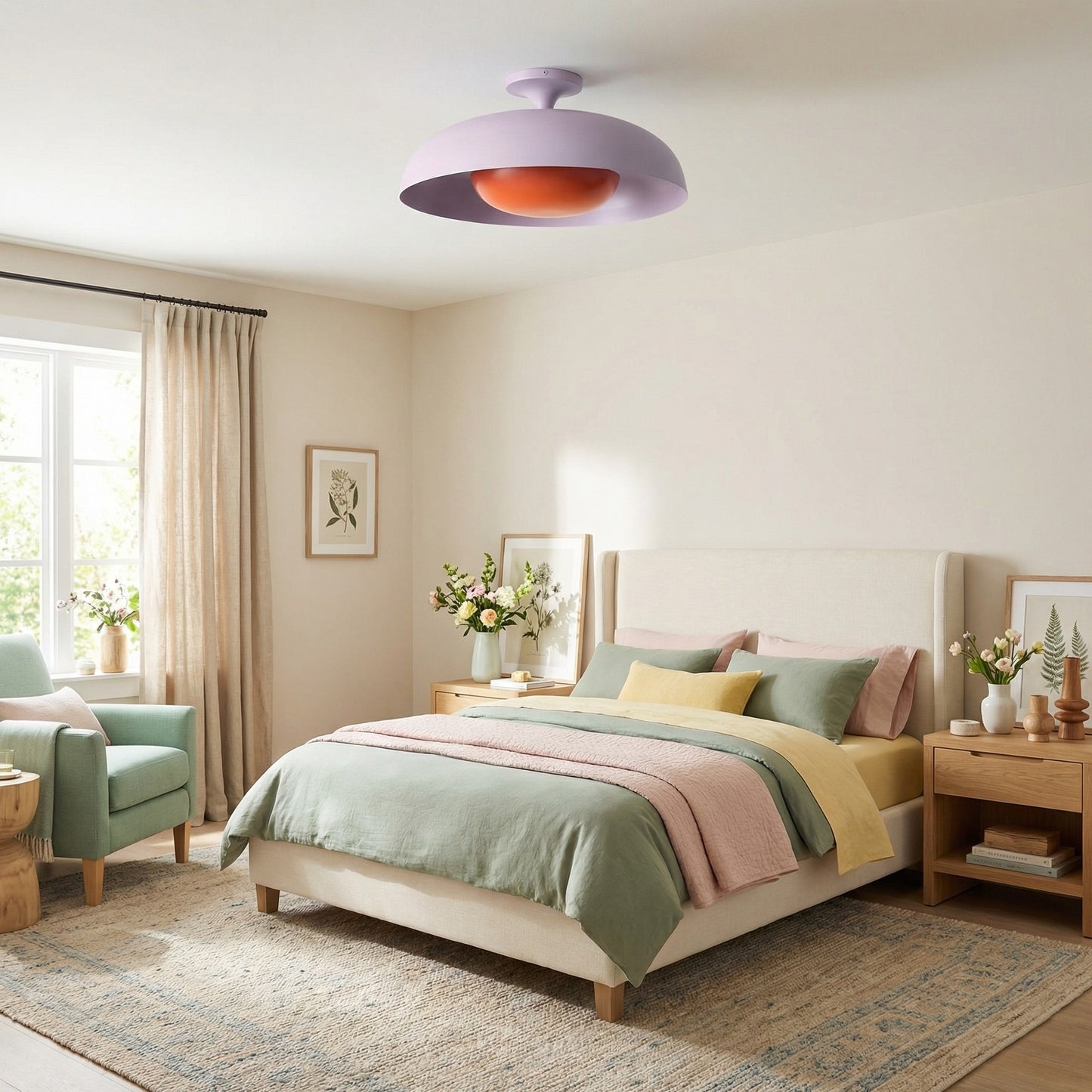 ‎Angelica Modern Yellow Metal Round Ceiling Light