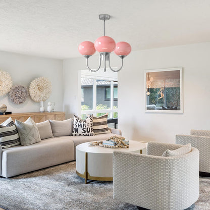 Bianca Colored Glass Shade Chandelier with Globes
