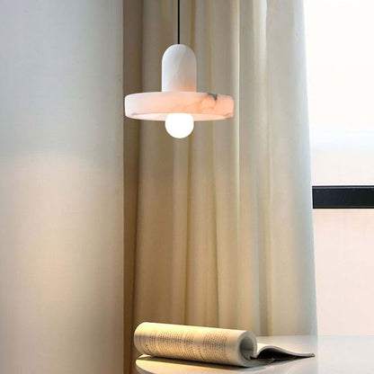Vyndorix Farmhouse Hat Shaped Alabaster Pendant Light