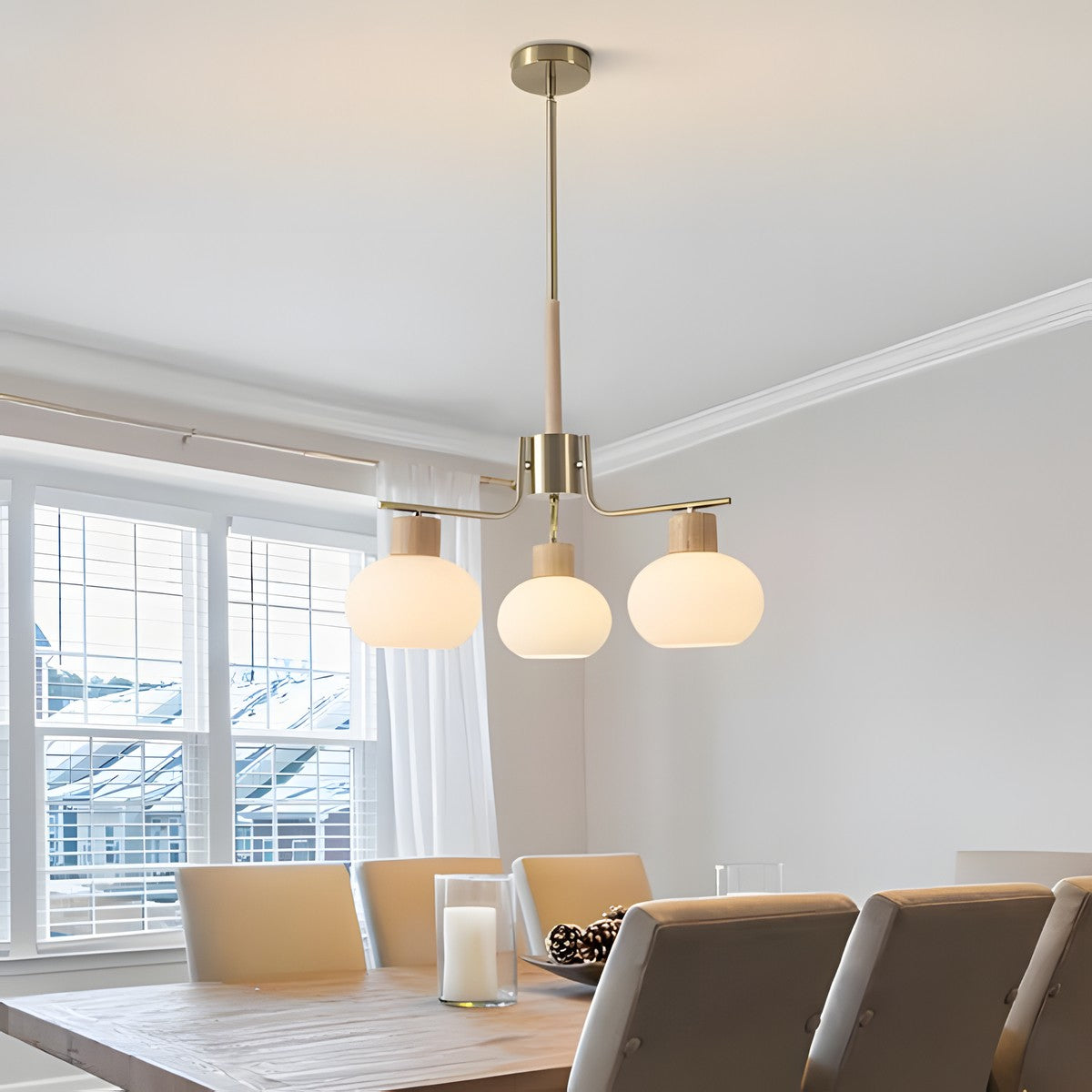 Jesper Gold Modern Frosted Glass Chandelier