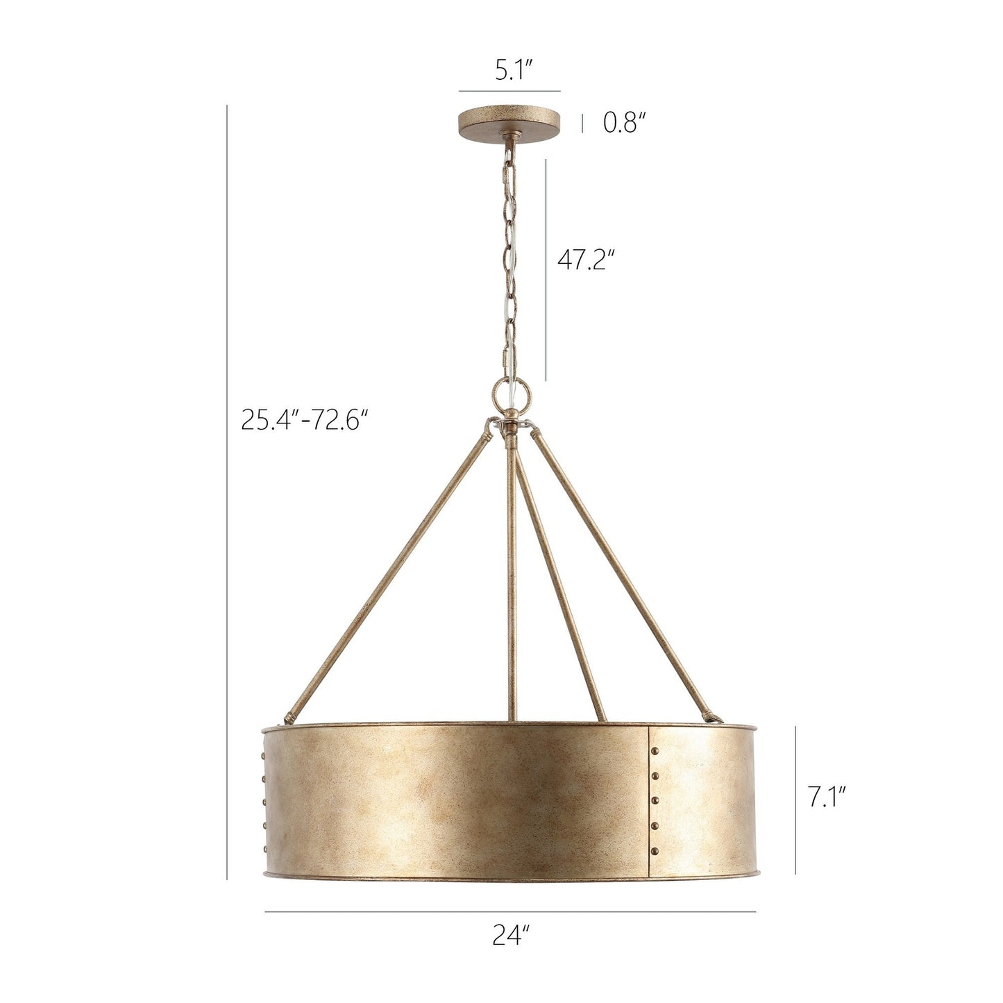 Bradley Industrial Distressed Metal Drum Shade Chandelier