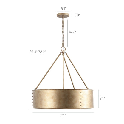 Bradley Industrial Distressed Metal Drum Shade Chandelier