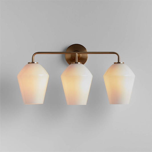 Konig Minimalist 3-Light Brass Glass Wall Light