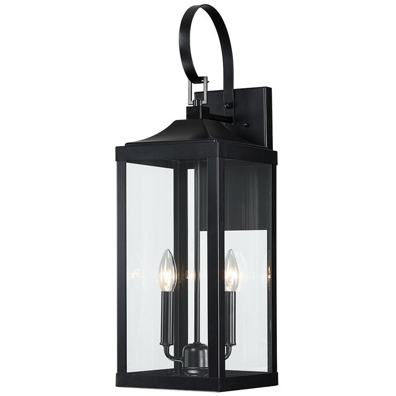 Phelon Large Black Metal Lantern Outdoor Wall Sconce