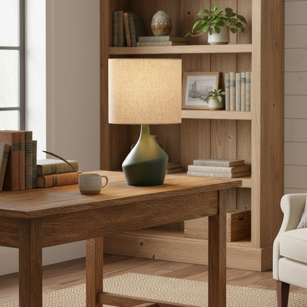 Daphne Vintage Ceramic Linen Shade Table Lamp