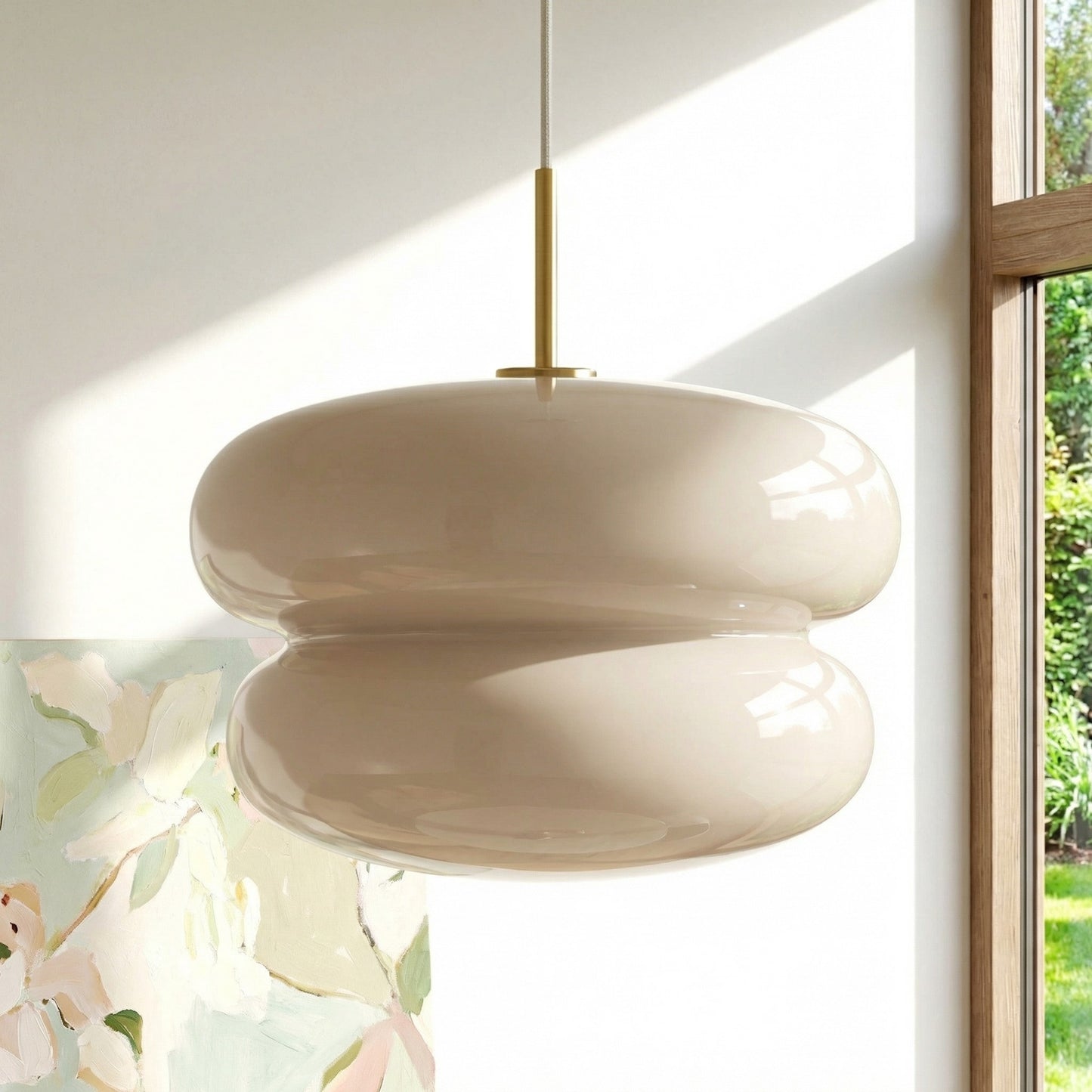 Josie Cream Bauhaus Opal Glass Pendant Light