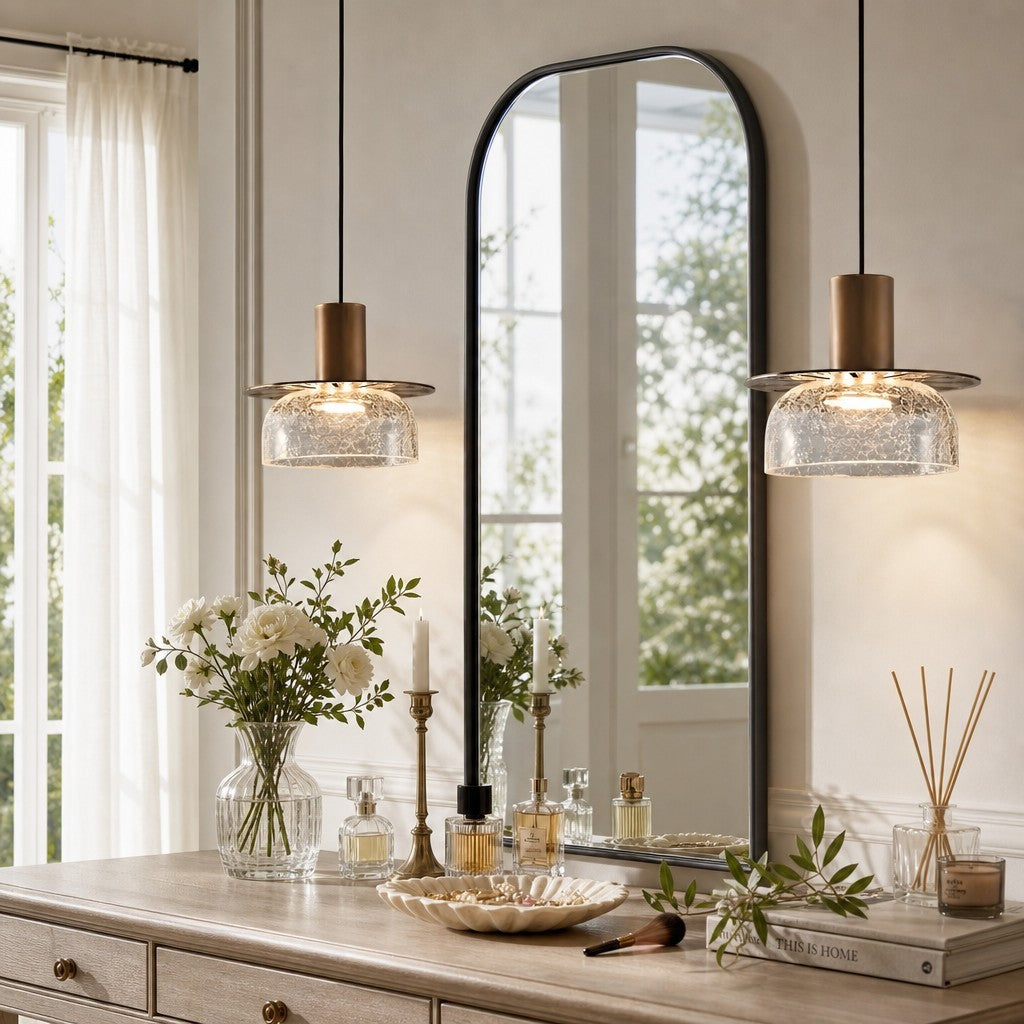 Arloen Modern Crackle Glass Pendant Light