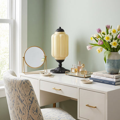 Nexos French Retro Cream Glass Textured Eloise Table Lamp