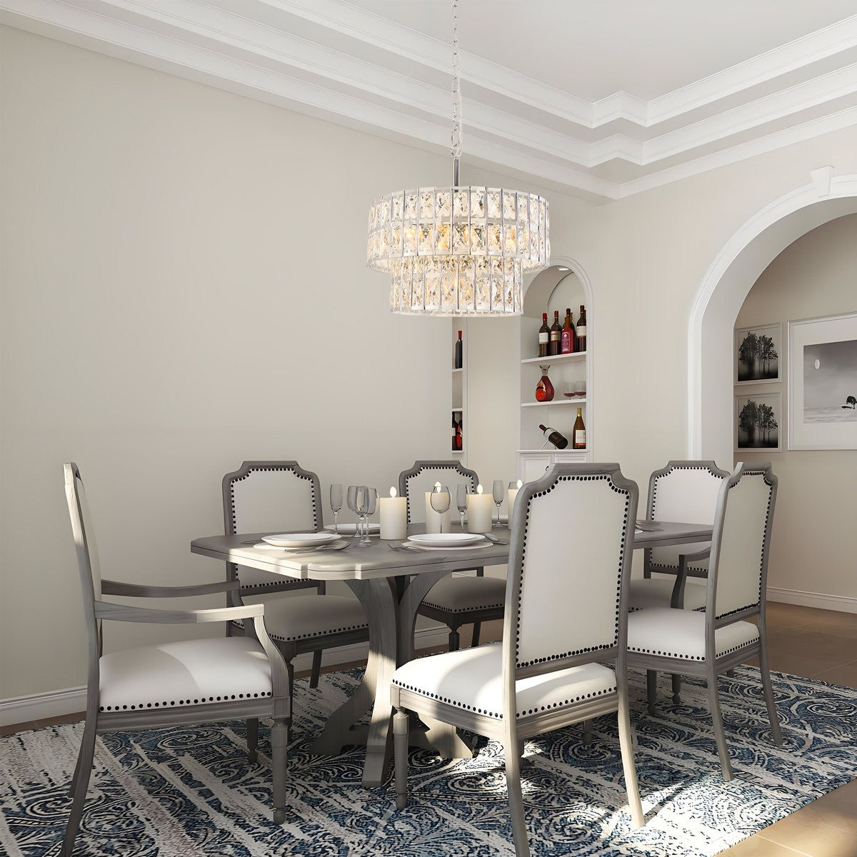 Gracie Luxurious Double Drum Crystal Chandelier