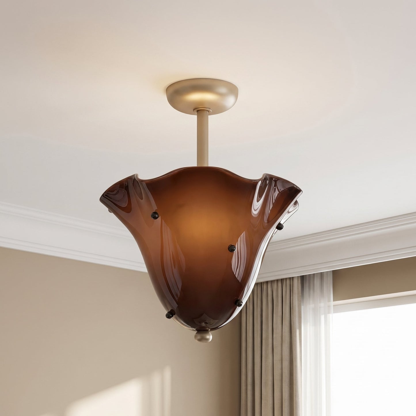 Catalina Contemporary Colored Glass Petal Fazzo Ceiling Light