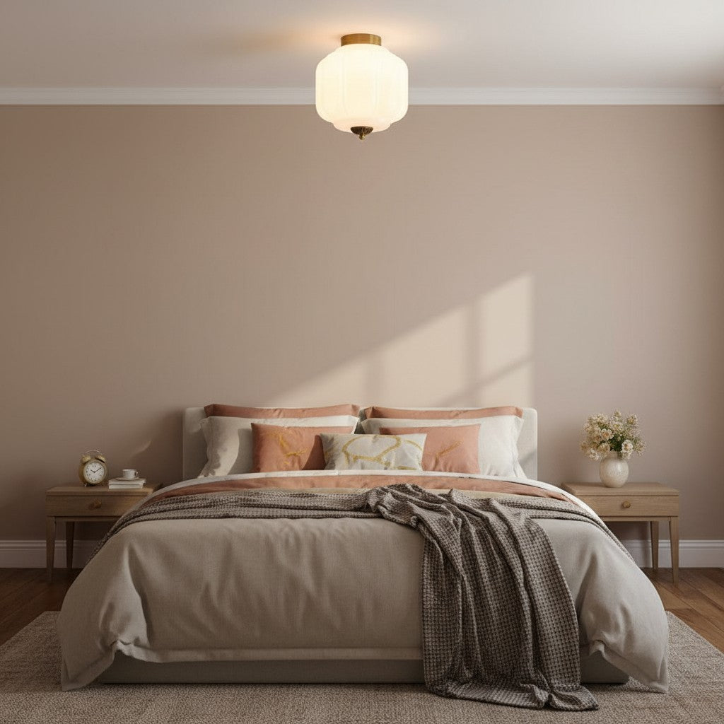 Conran Vintage Milk Glass Semi Flush Mount Eloise Ceiling Light