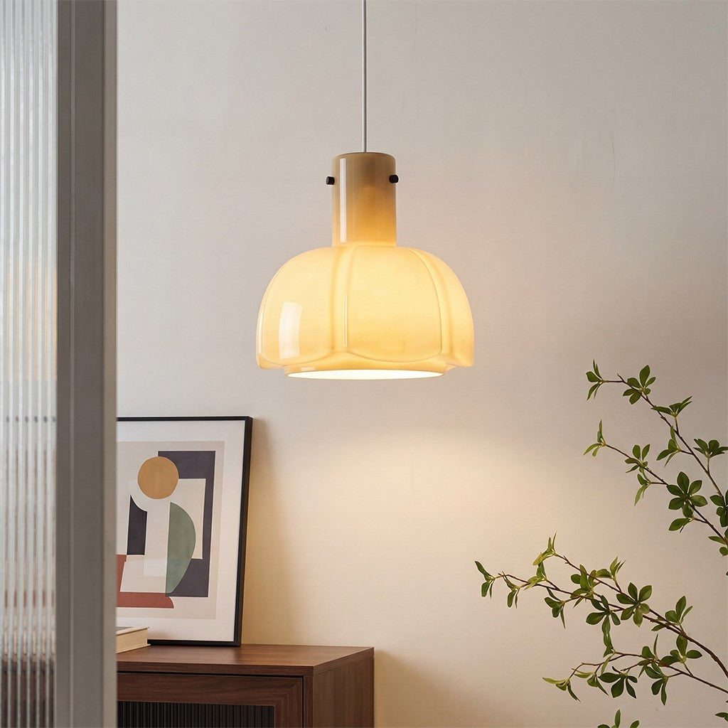 Palak Minimalist Handmade Glass Shade Pendant Light