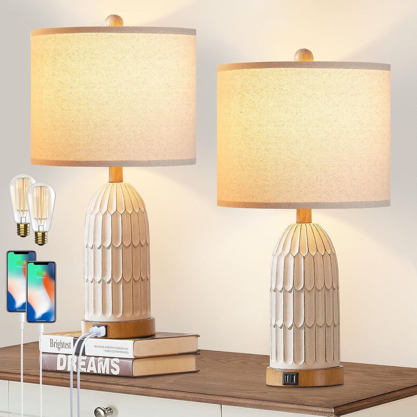 Kaldor Bohemian Style Carving Lamp Frame Touch Bedside Lamp