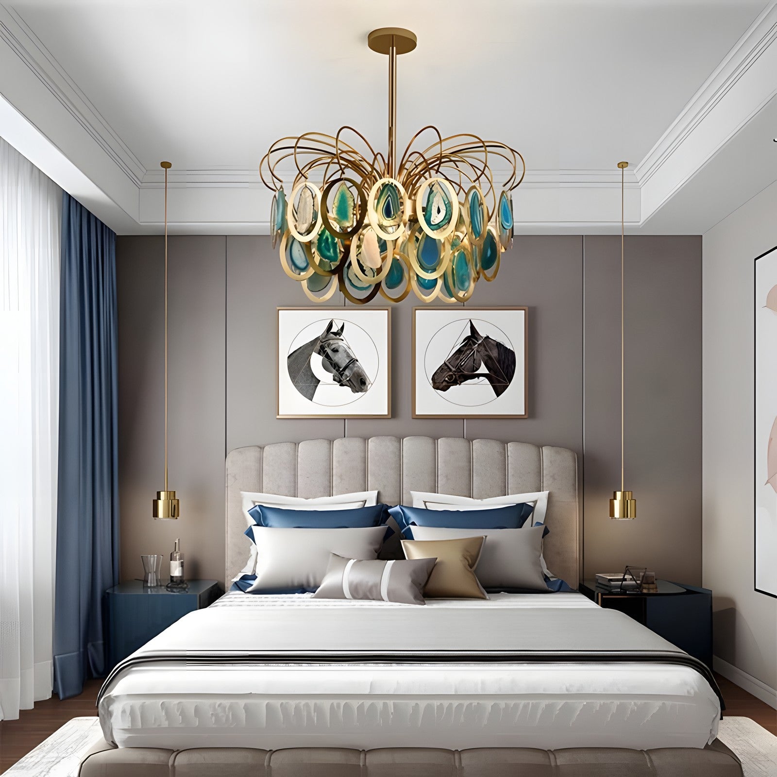 Nia Luxury Slice Agate Chandelier