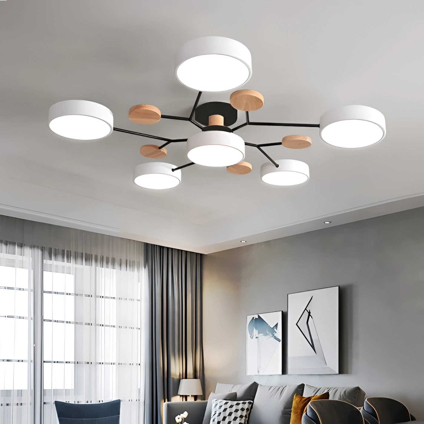 Phelith Scandinavian Round Molecule Branch Led Ceiling Light